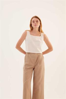 Çapraz Kapama Pantolon Vizon