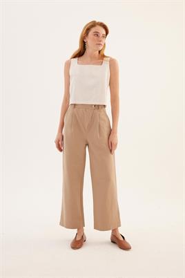 Çapraz Kapama Pantolon Vizon