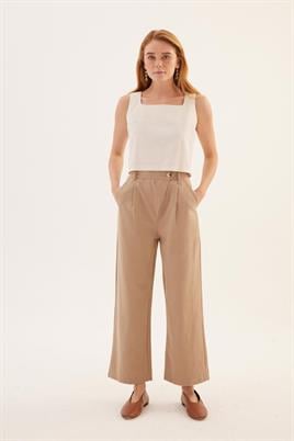 Çapraz Kapama Pantolon Vizon