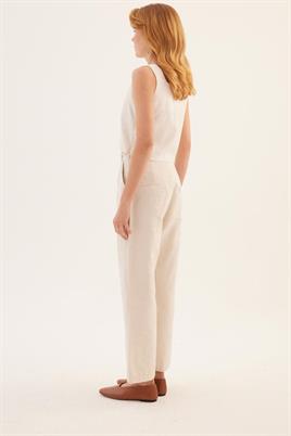 Çapraz Kapama Pantolon Ekru