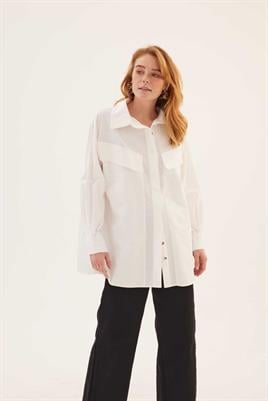 Cep Kapaklı Gömlek Ekru