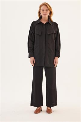 Cep Kapaklı Gömlek Siyah