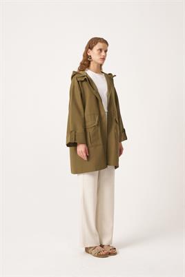 Cepli Fermuarlı Ceket Haki