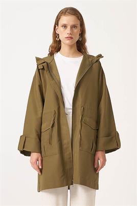 Cepli Fermuarlı Ceket Haki