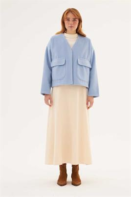 Cepli Kaşe Ceket Mavi