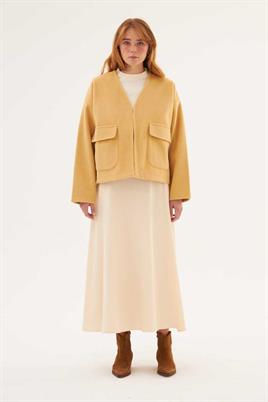 Cepli Kaşe Ceket Sarı