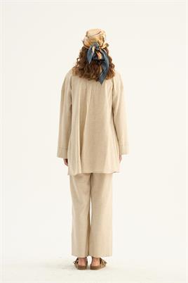 Cepli Keten Gömlek Naturel