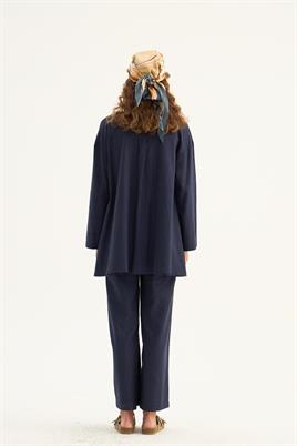 Cepli Keten Gömlek Lacivert