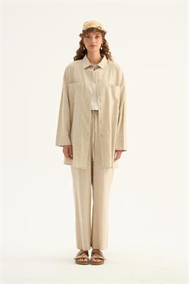Cepli Keten Gömlek Naturel