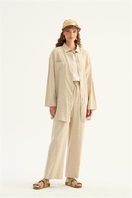 Cepli Keten Gömlek Naturel