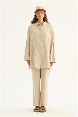 Cepli Keten Gömlek Naturel