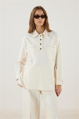 Cepli Kot Gömlek Ekru
