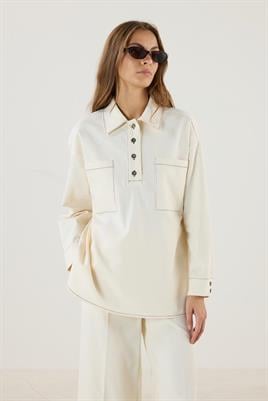 Cepli Kot Gömlek Ekru