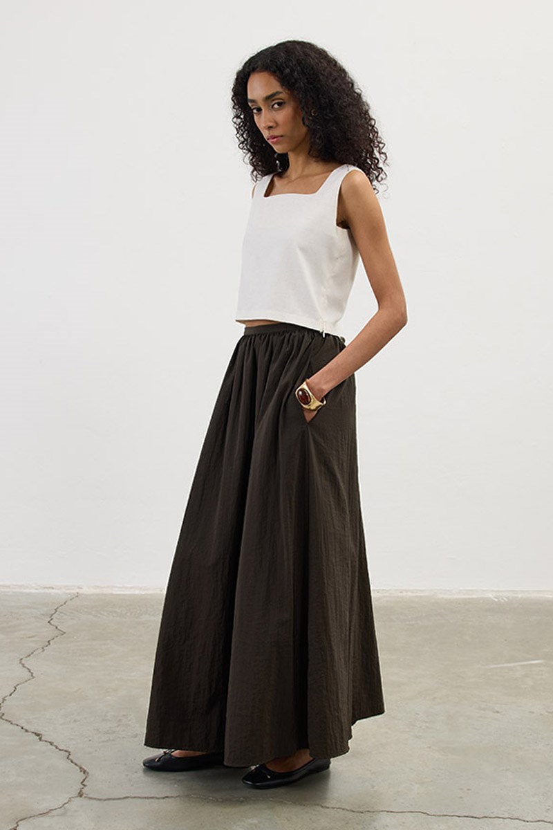 Cepli Paraşüt Etek Koyu kahve