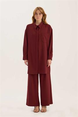 Çift Pile Pantolon Bordo