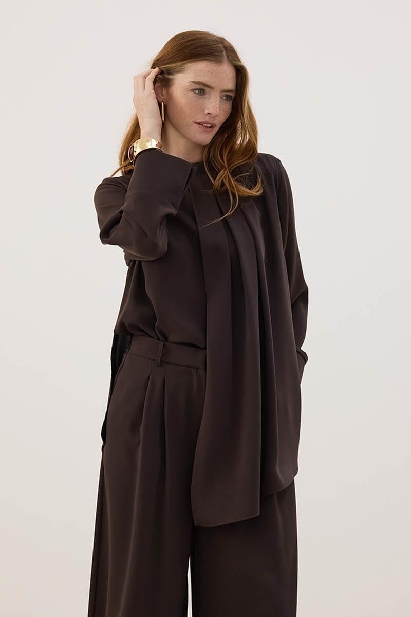 Çift Pileli Pantolon Acı kahve