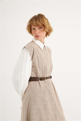 Çift Tokalı Kemer Acı kahve