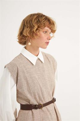 Çift Tokalı Kemer Acı kahve