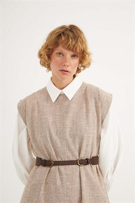 Çift Tokalı Kemer Acı kahve