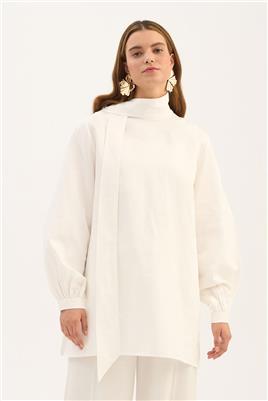 Çıkabilir Fiyonklu Bluz Ekru