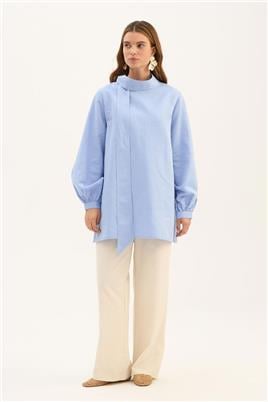 Çıkabilir Fiyonklu Bluz Mavi