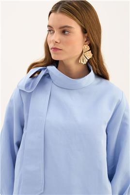 Çıkabilir Fiyonklu Bluz Mavi