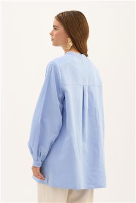 Çıkabilir Fiyonklu Bluz Mavi