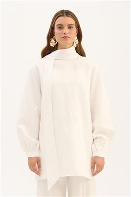 Çıkabilir Fiyonklu Bluz Ekru