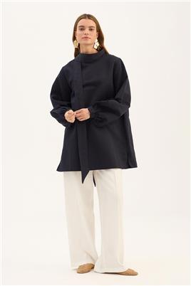 Çıkabilir Fiyonklu Bluz Lacivert