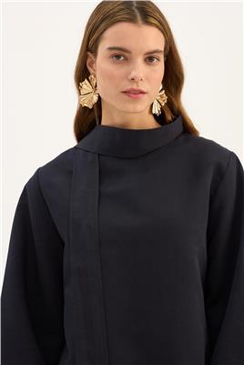 Çıkabilir Fiyonklu Bluz Lacivert