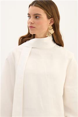 Çıkabilir Fiyonklu Bluz Ekru