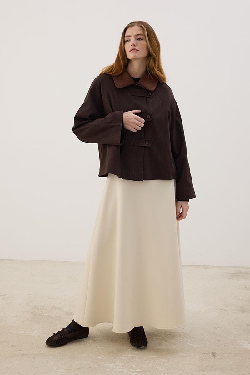 Çıkabilir Yakalı Kot Ceket Acı kahve