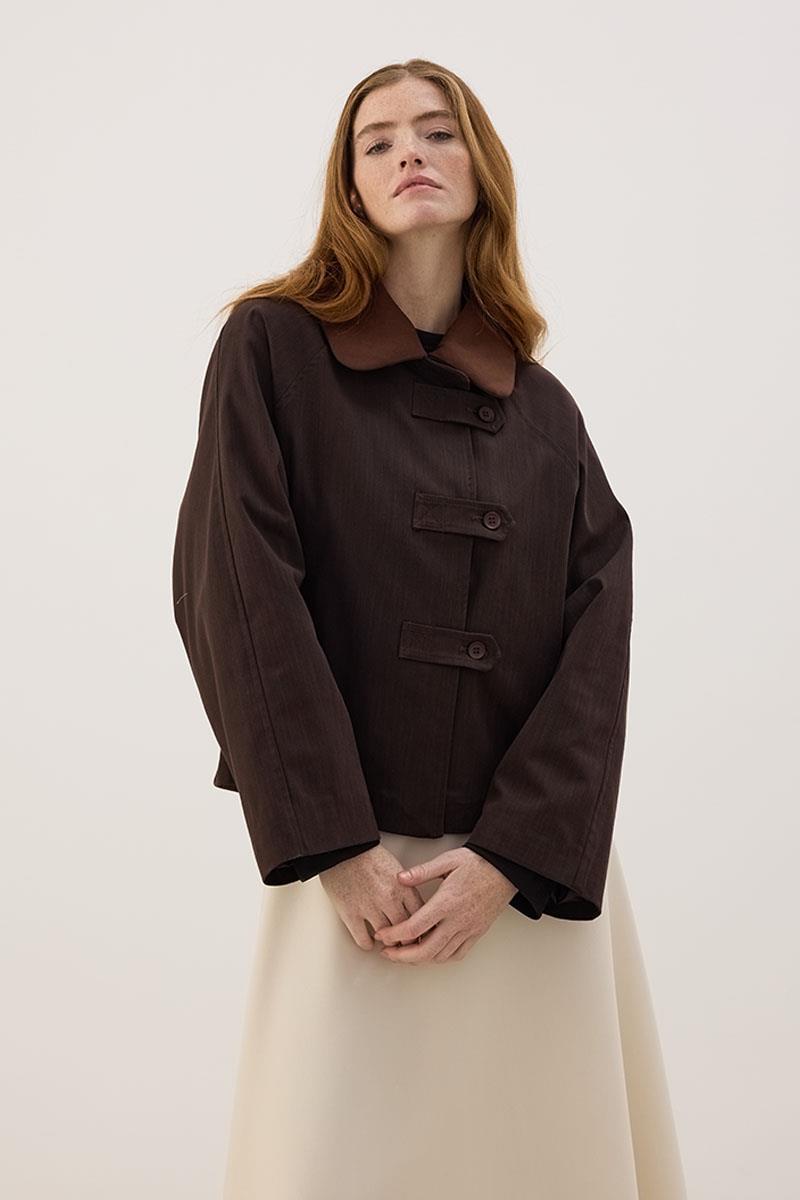 Çıkabilir Yakalı Kot Ceket Acı kahve