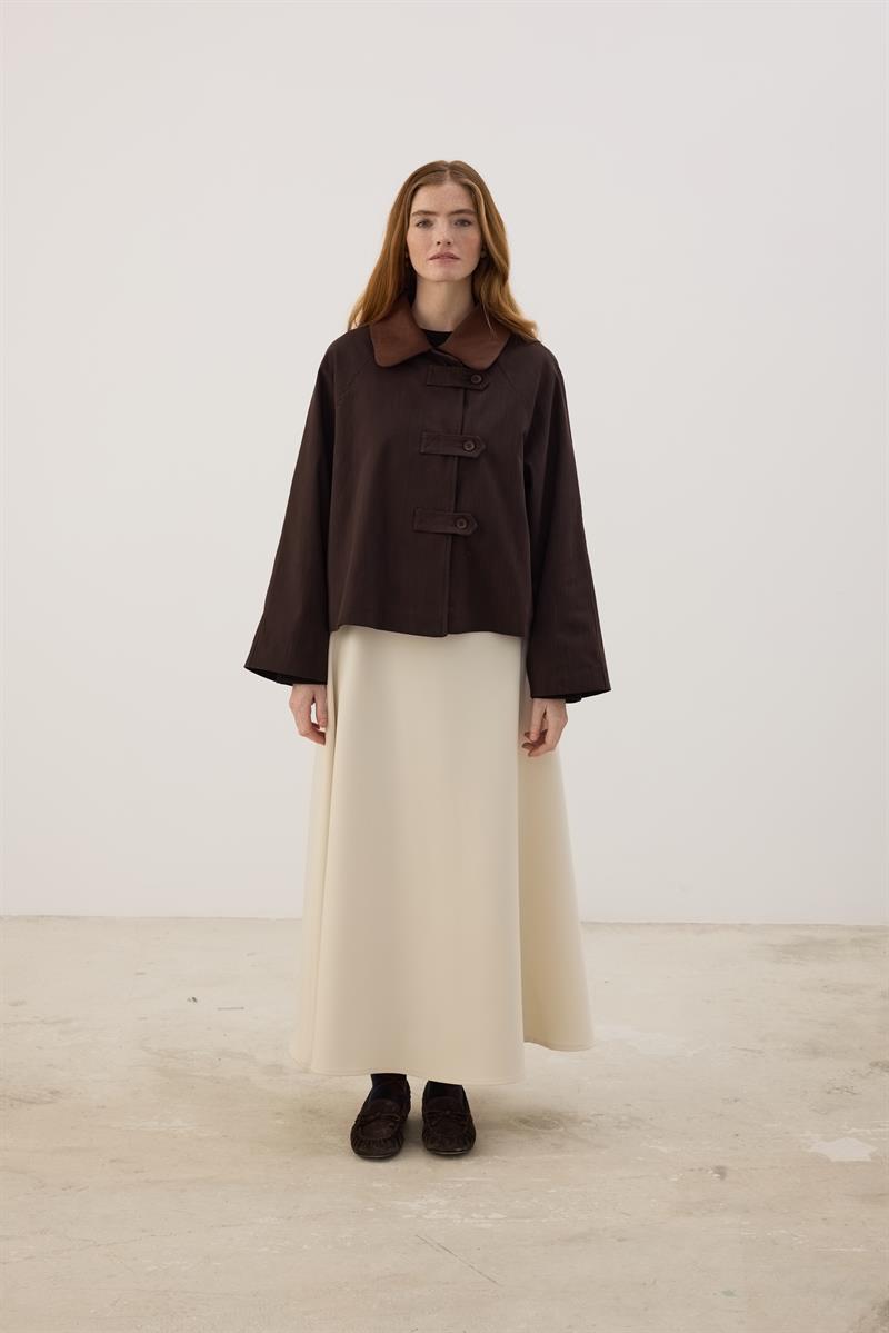 Çıkabilir Yakalı Kot Ceket Acı kahve