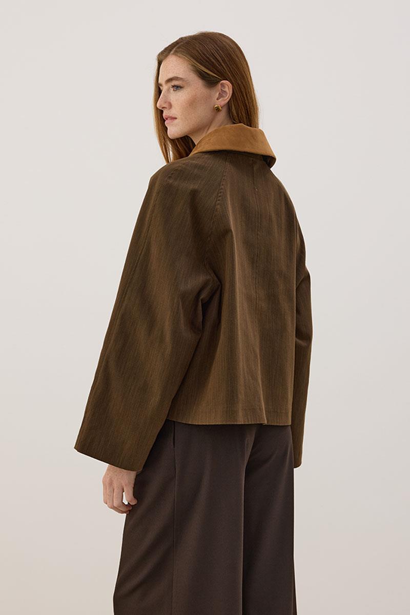 Çıkabilir Yakalı Kot Ceket Haki