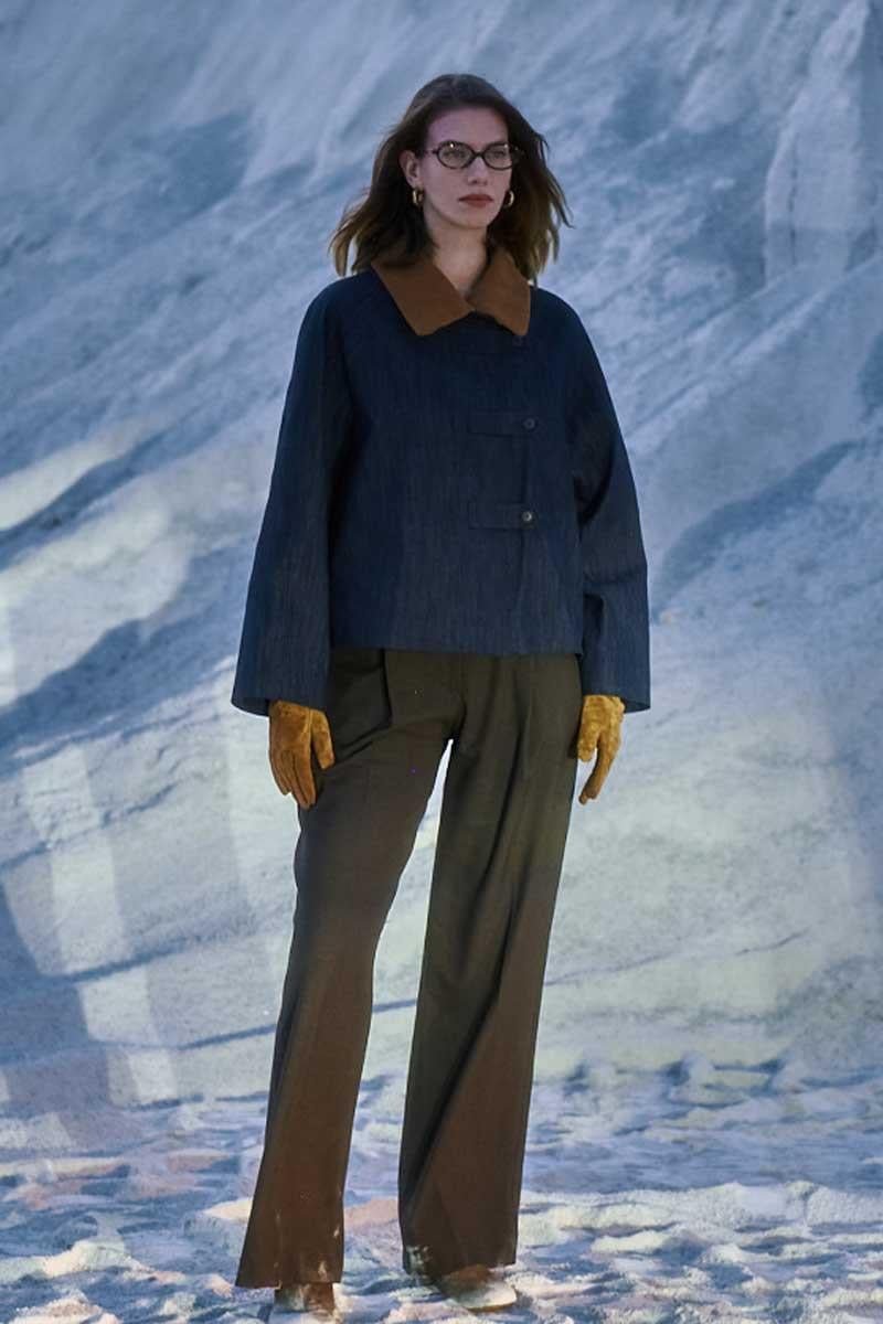 Çıkabilir Yakalı Kot Ceket Lacivert