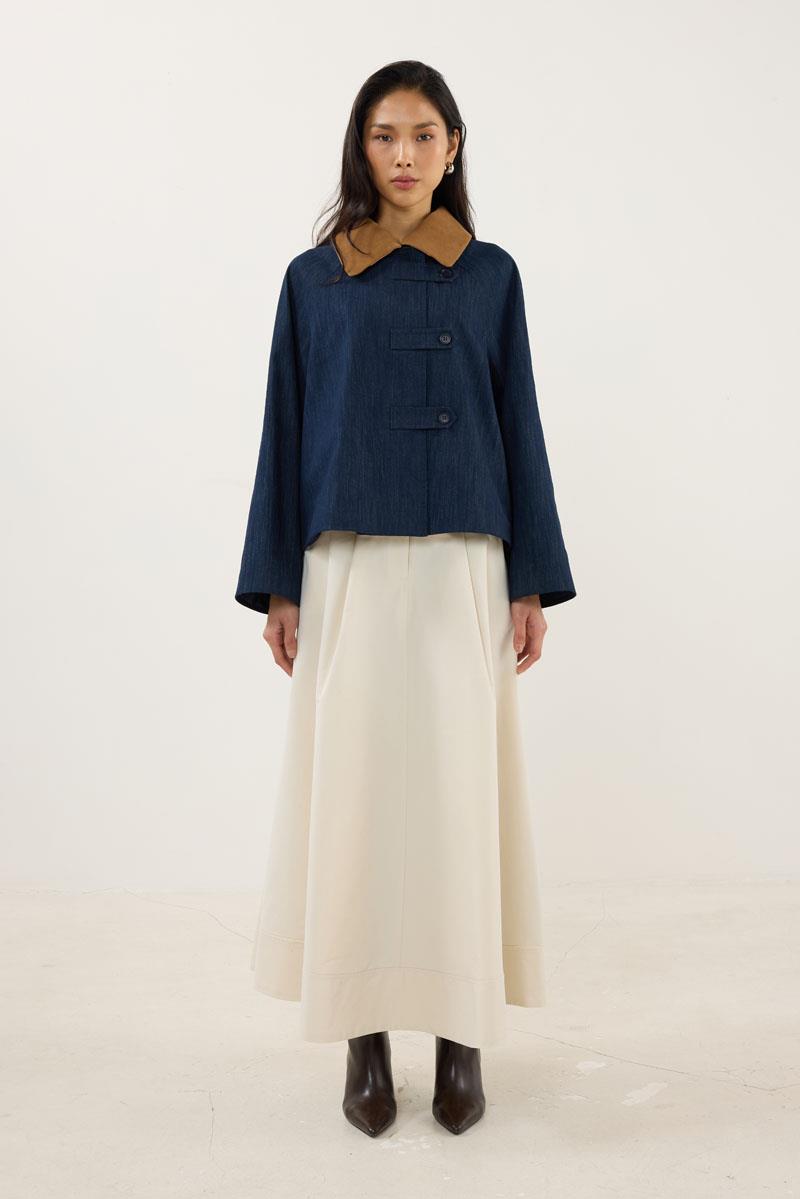 Çıkabilir Yakalı Kot Ceket Lacivert