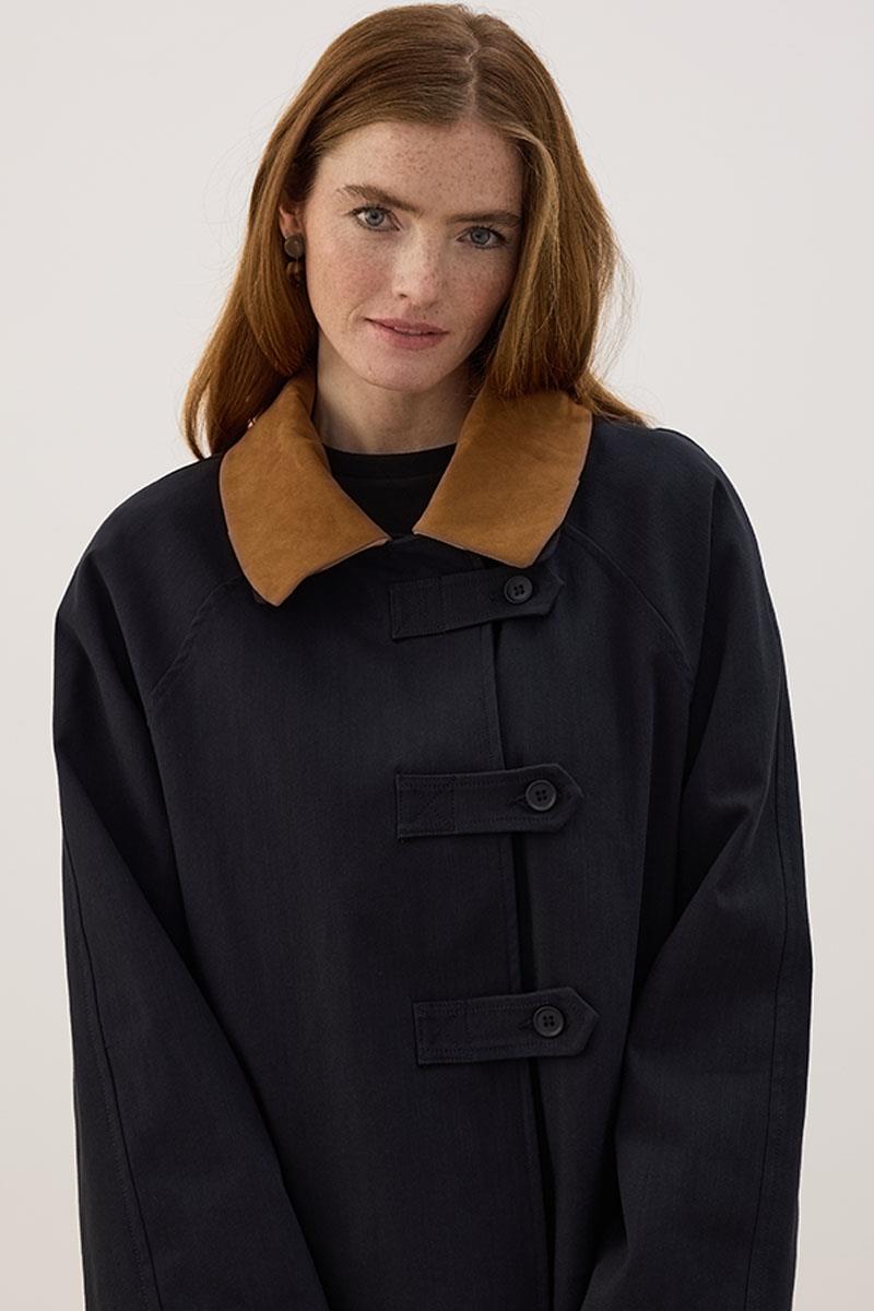 Çıkabilir Yakalı Kot Ceket Siyah