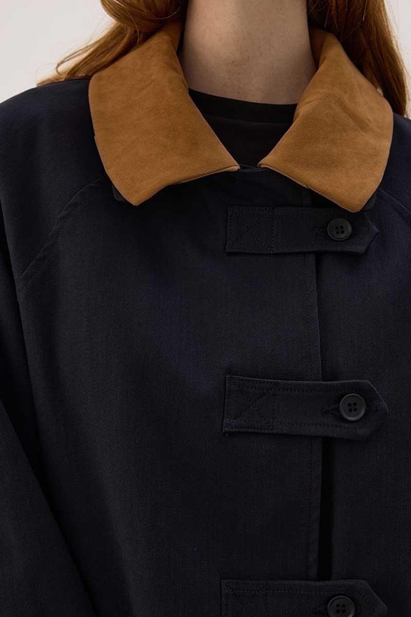 Çıkabilir Yakalı Kot Ceket Siyah