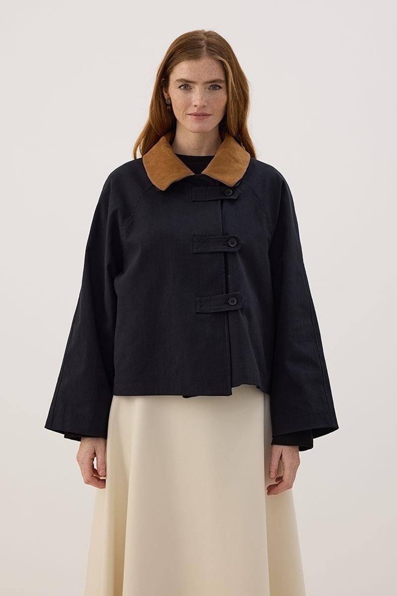 Çıkabilir Yakalı Kot Ceket Siyah