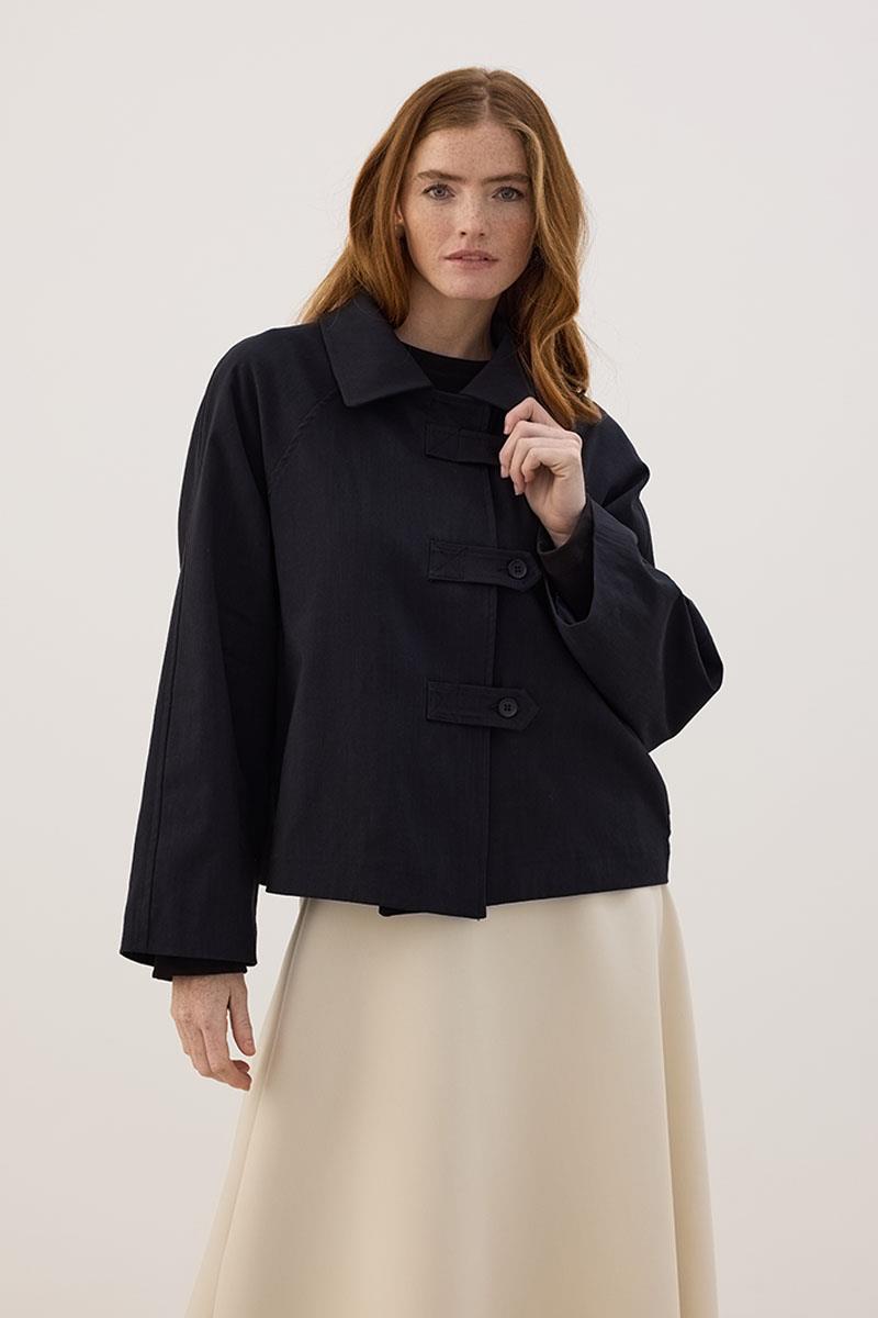 Çıkabilir Yakalı Kot Ceket Siyah