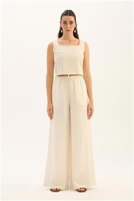 Çıma Dikişli Pantolon Ekru