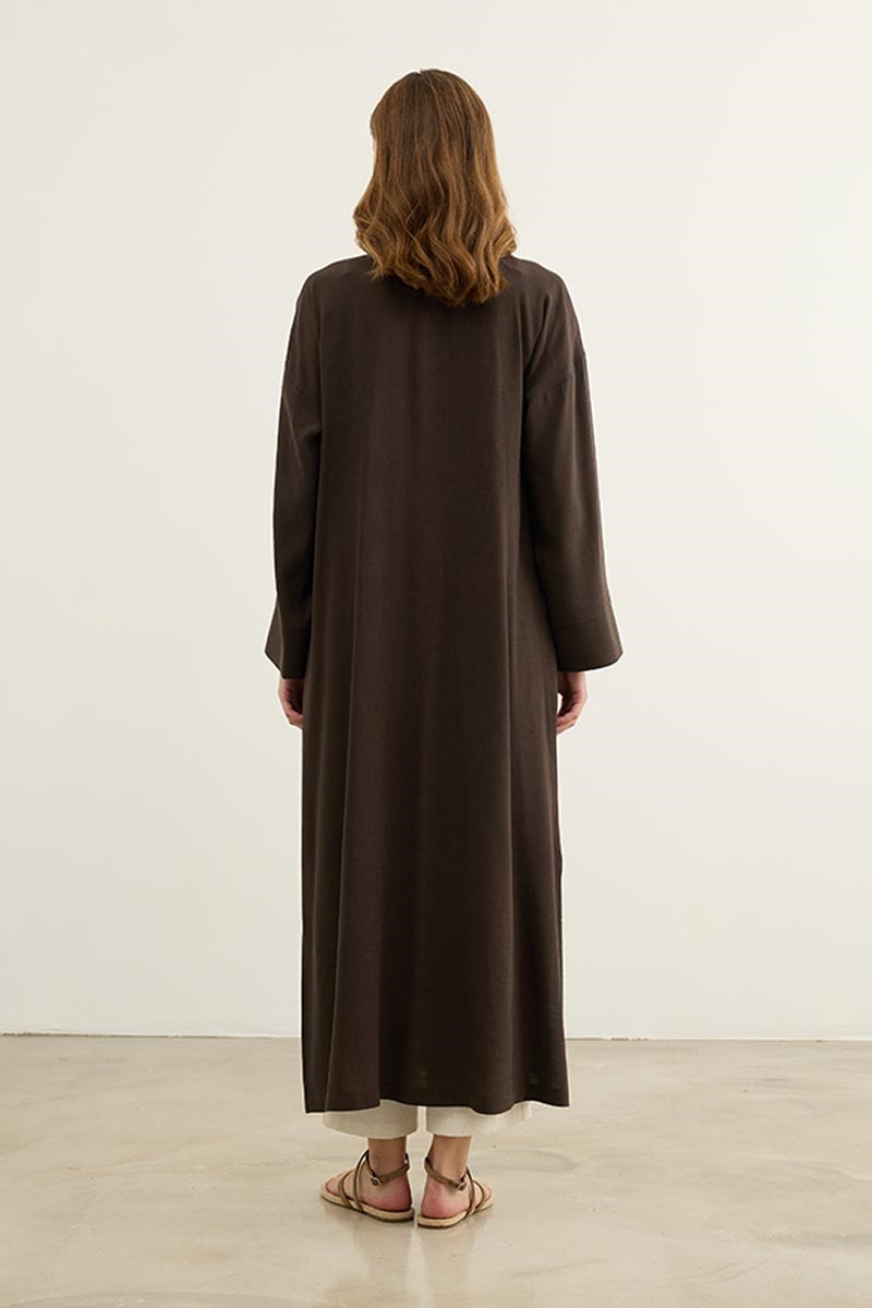 Çin Düğmeli Abaya Acı kahve