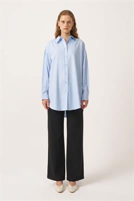 Çizgili Gömlek İnce Mavi