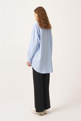 Çizgili Gömlek İnce Mavi