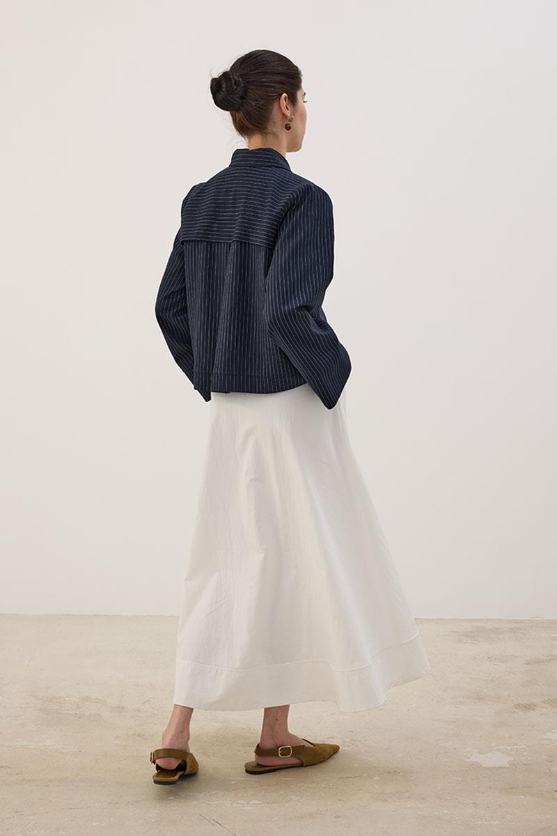 Çizgili Kısa Ceket Lacivert