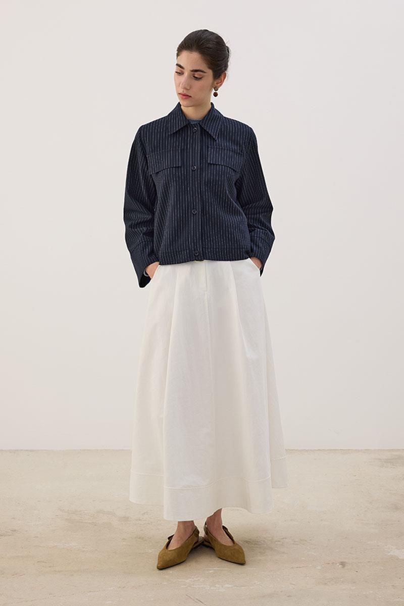 Çizgili Kısa Ceket Lacivert