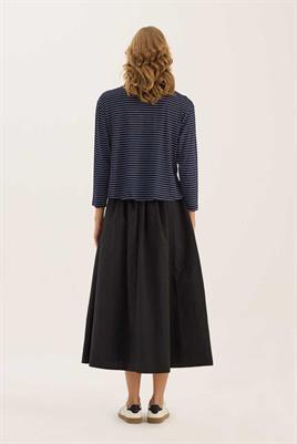 Çizgili Kısa Tshirt İnce Lacivert