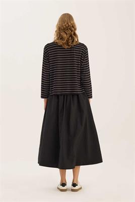 Çizgili Kısa Tshirt Siyah