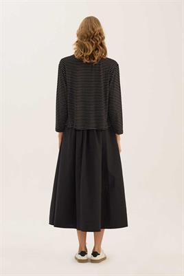 Çizgili Kısa Tshirt İnce Siyah